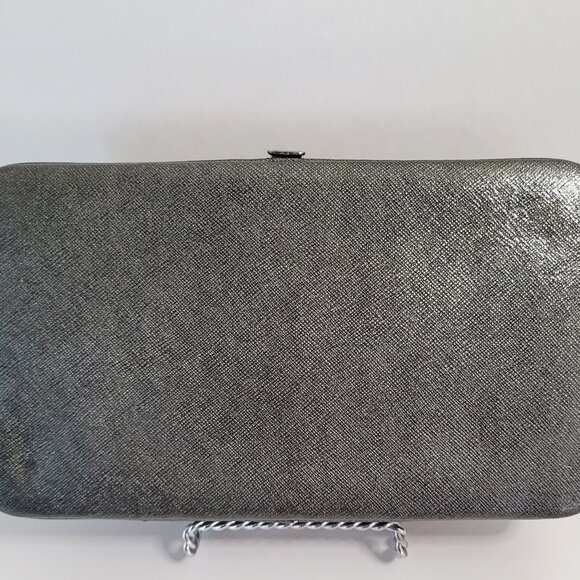 Halogen Metallic Leather Silver Clasp Wallet Clutch – Card Organizer - Picture 3 of 5